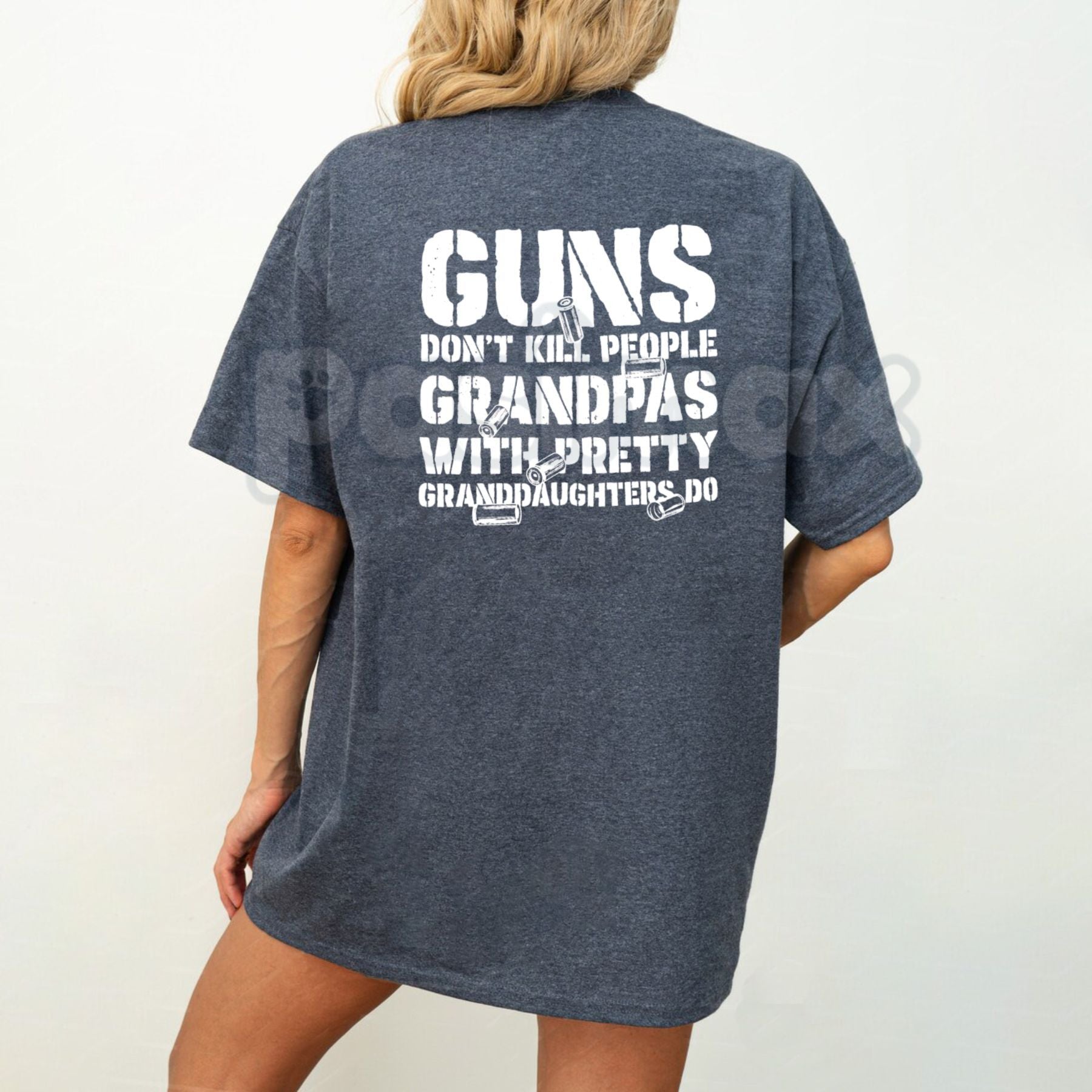 Pasimax "Grandpas With Pretty Granddaughters" Funny T-Shirt - Protective Grandpa Graphic Tee, Premium 100% Cotton Humor Shirt