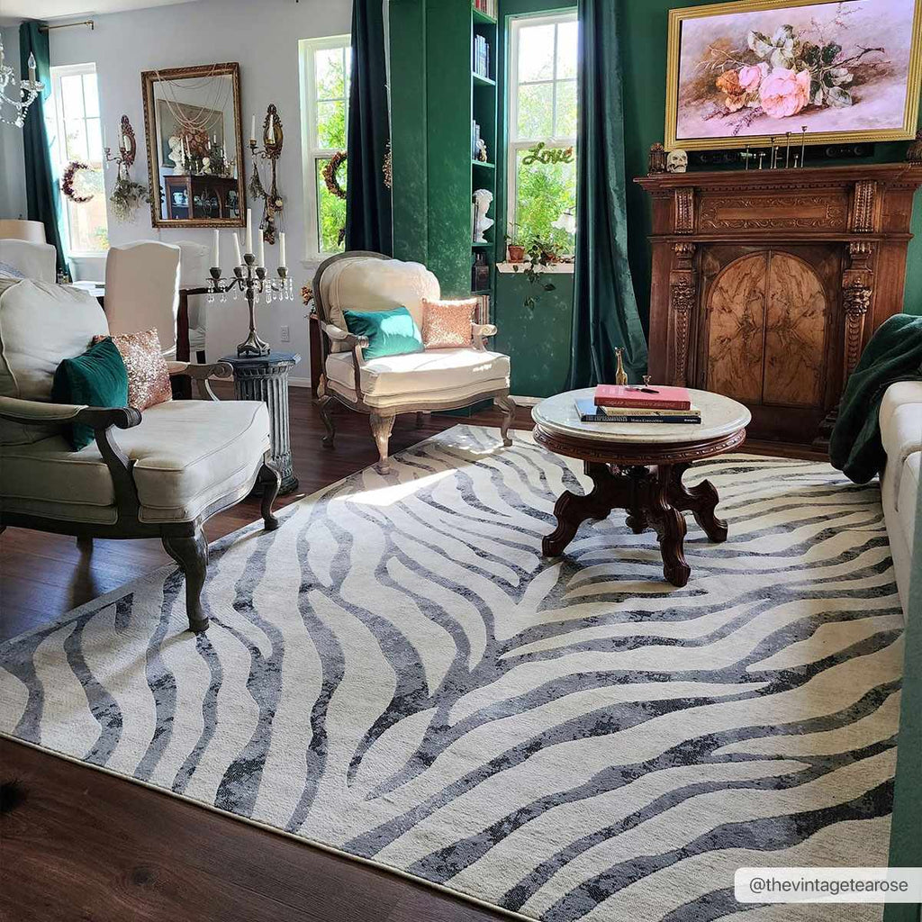 Gray Ecorse Zebra Print Area Rug – Boutique Rugs, view 2