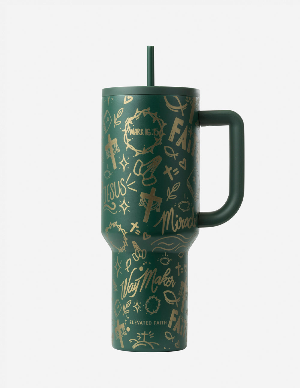 Elevated Faith Green Allover Print 40 oz Ascend Tumbler — main product shot