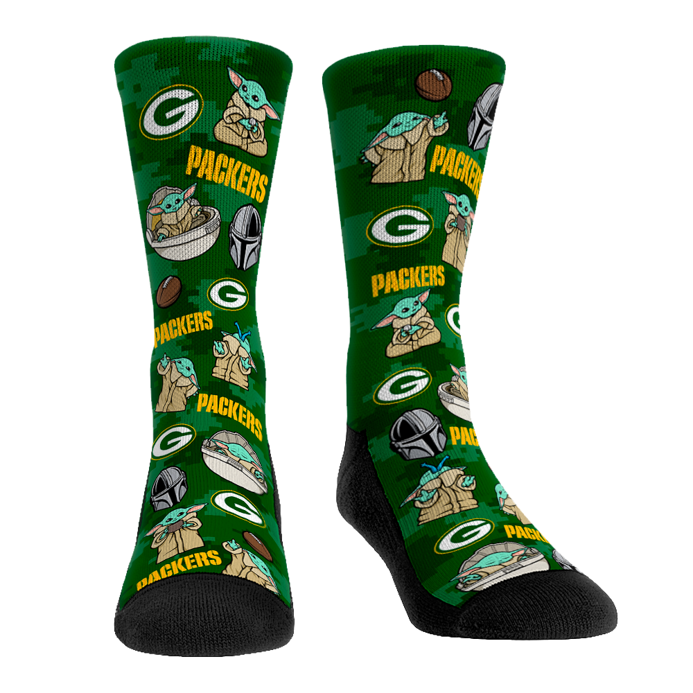 Rock 'Em Socks Rock 'Em Socks Green Bay Packers - Star Wars  - Grogu All-Over — main product shot