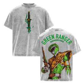 Green Ranger Power Rangers Edition Double Printed Oversize Acid