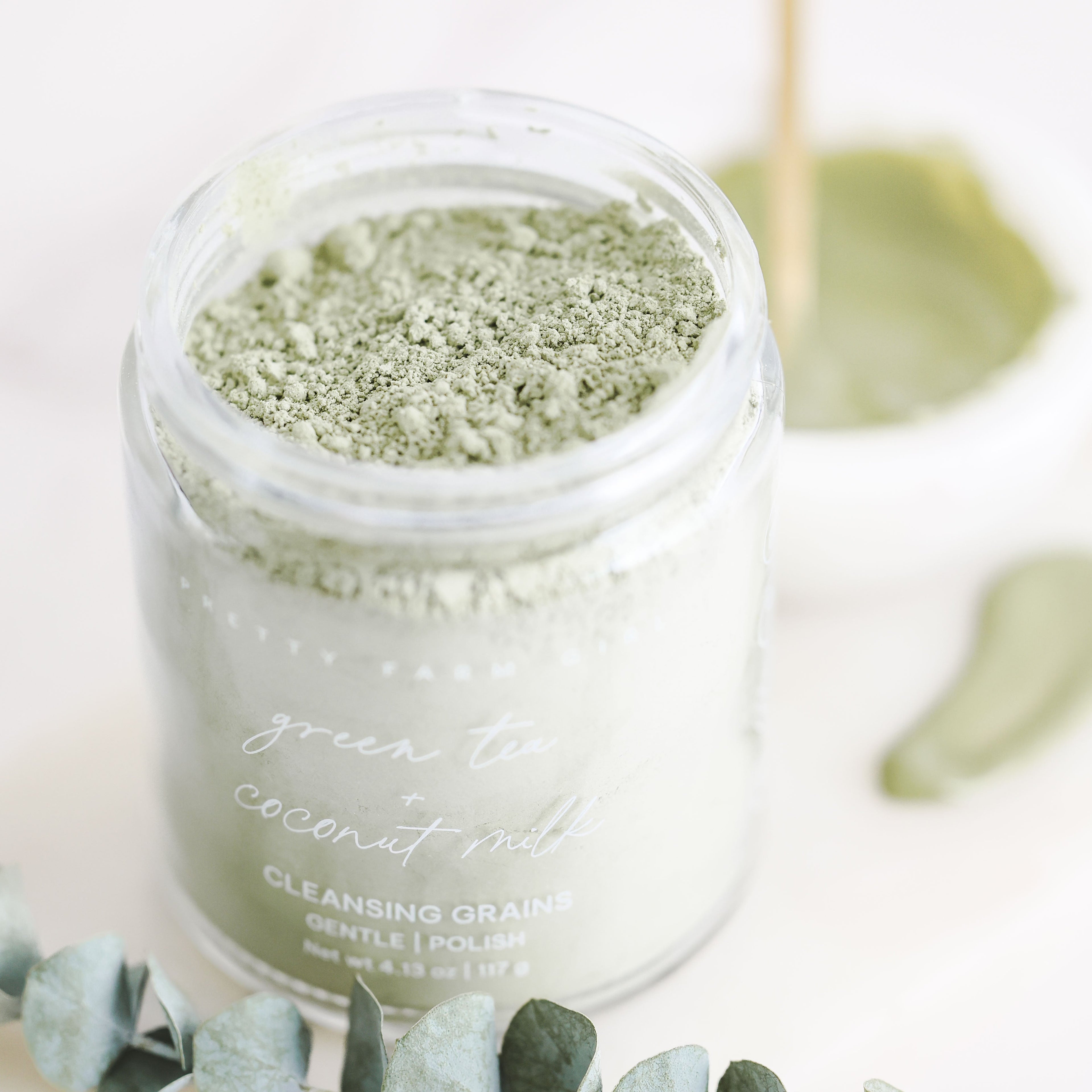 Pretty farm girl Green Tea + Coconut Milk Facial Cleansing Grains — main product shot