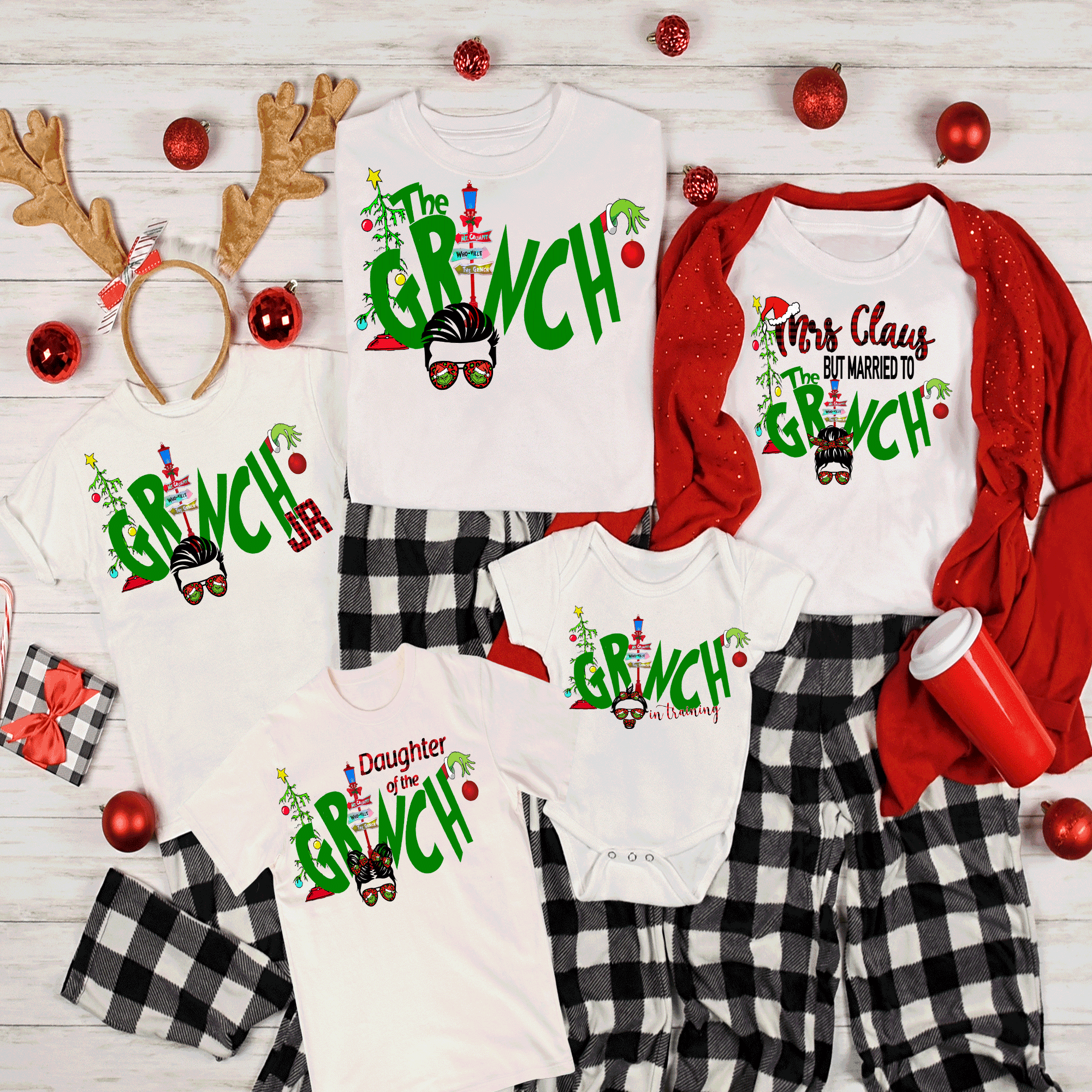 A Blessed Texas Mess Boutique Matching Family Grinch Christmas Shirts Custom Christmas Shirt, Grinch Family… — detail shot 10
