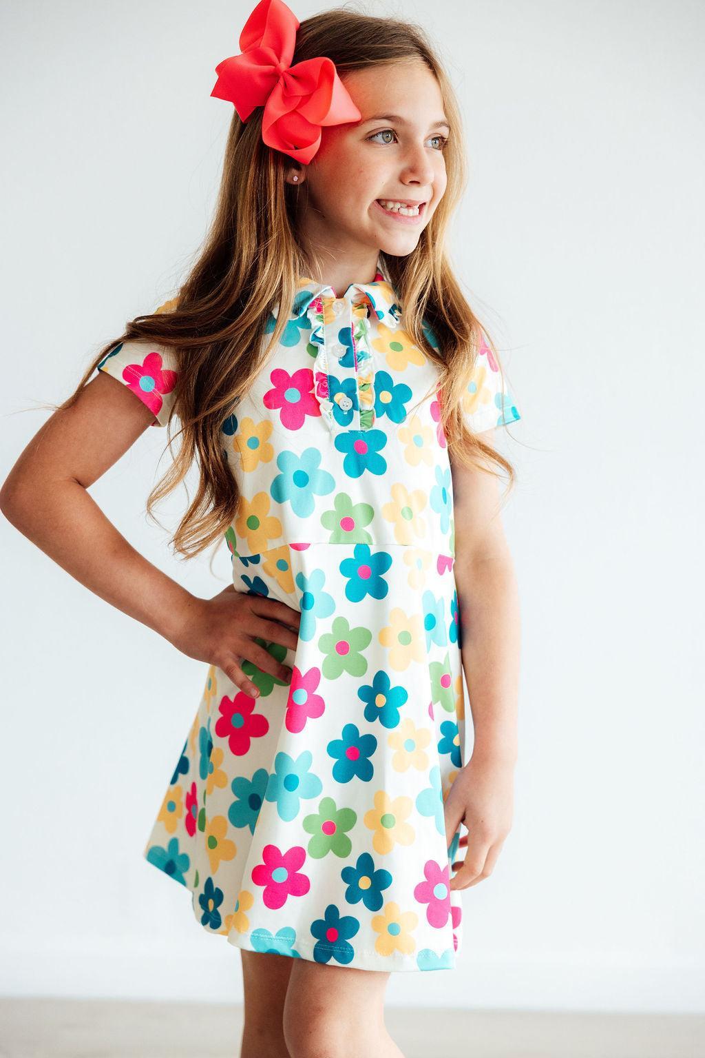 Mila & Rose ® Groovy Blooms S/S Polo Dress — side view