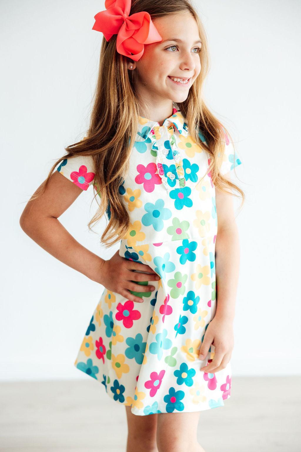 Mila & Rose ® Groovy Blooms S/S Polo Dress — main product shot