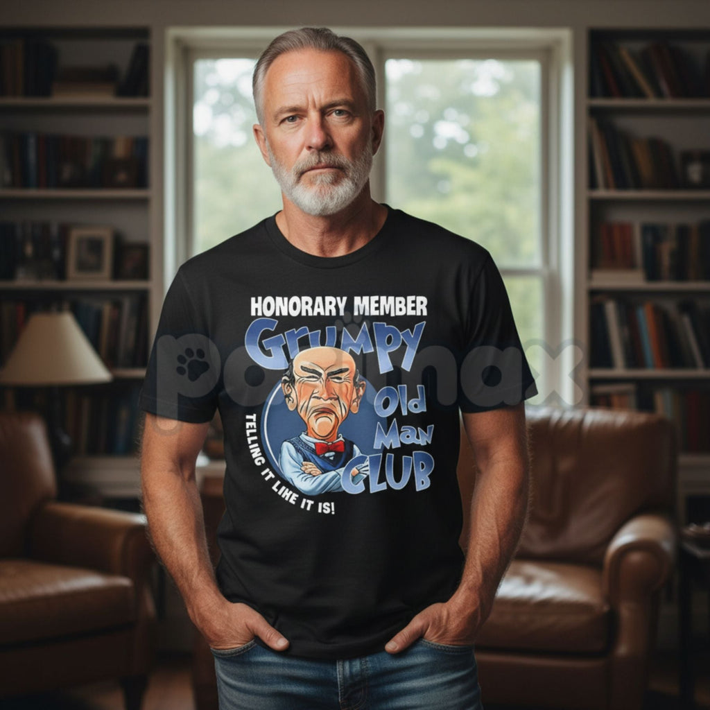 "Grumpy Old Man Club" Honorary Member T-Shirt – Funny Sarcastic Graphic Tee, Premium 100% Cotton Telling It Like It Is Top, Soft Lived-In Heavyweight Grumpy Dad Shirt, Made in USA