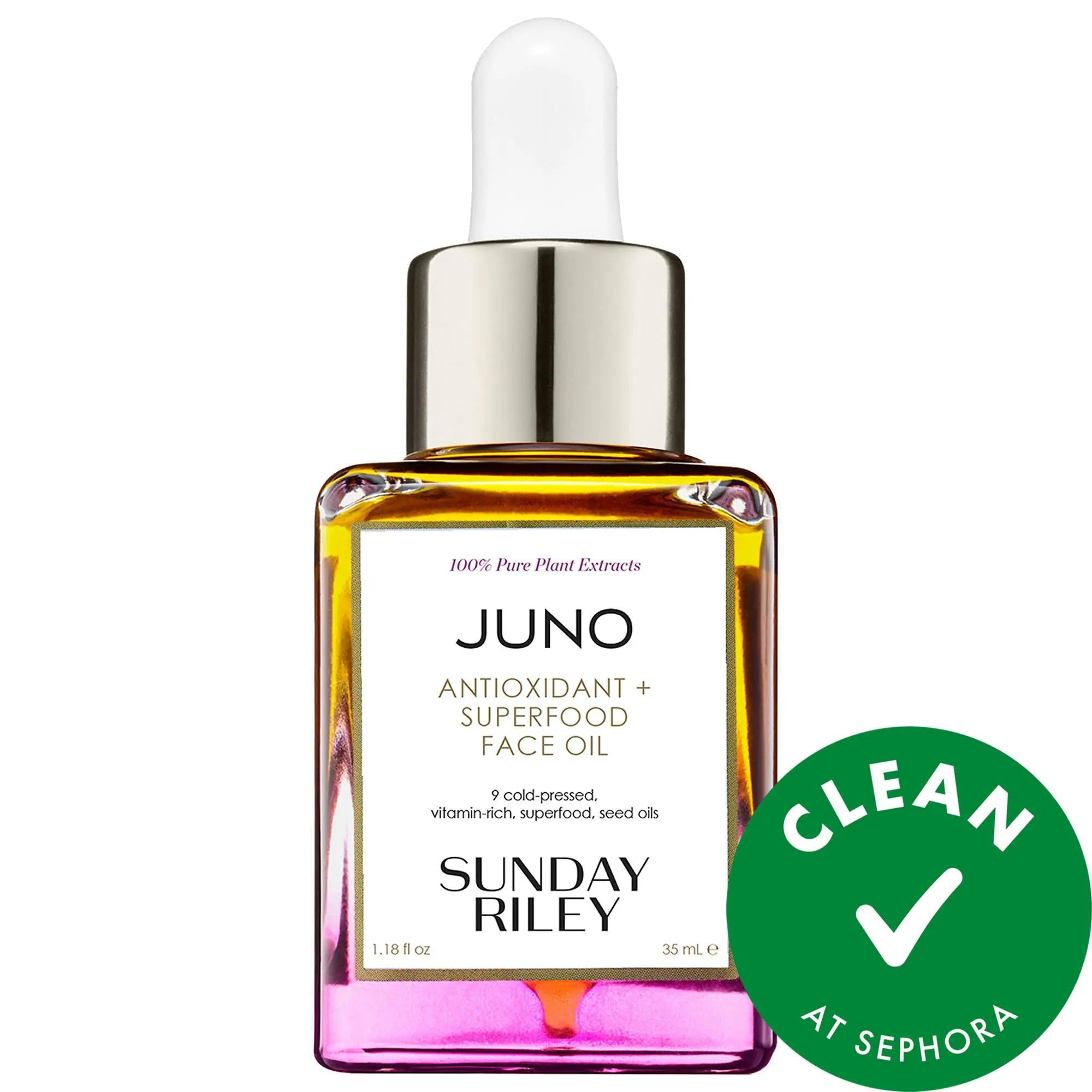 Juno Antioxidant + Superfood Face Oil - Natural Anti-Aging Moisturizer for Dry & Sensitive Skin