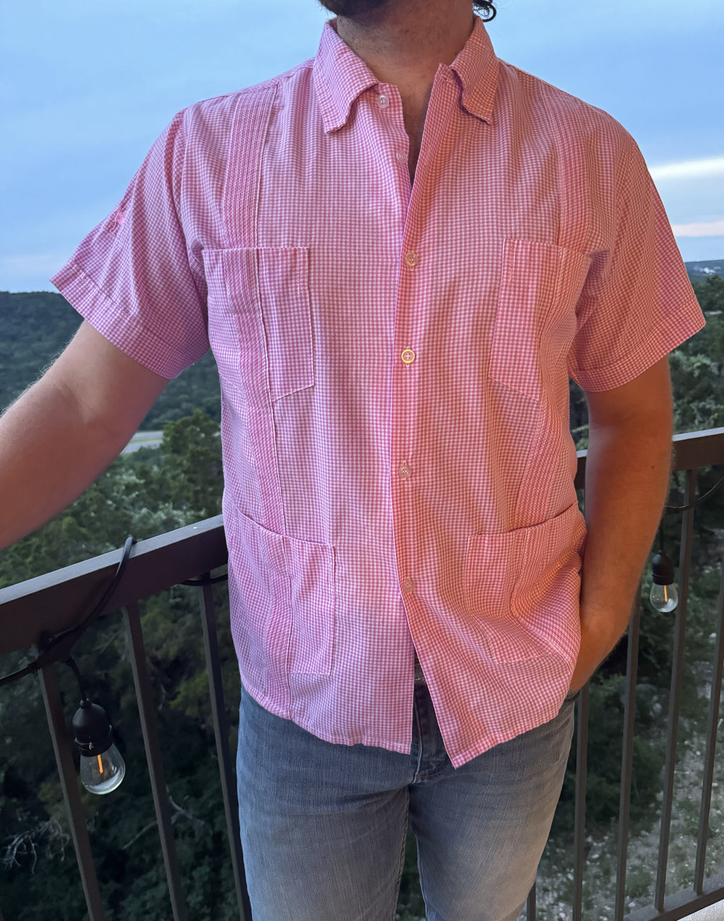 American Duke Apparel Company Guayabera - Pink Gingham — main product shot