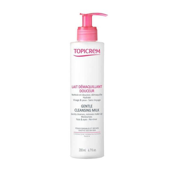 Topicrem Gentle Cleansing Milk 200ml - Paraben-Free Makeup Remover for Dry & Sensitive Skin