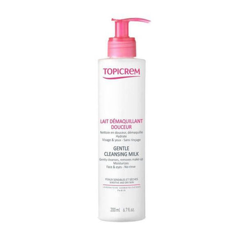 Topicrem Gentle Cleansing Milk 200ml - Paraben-Free Makeup Remover for Dry & Sensitive Skin