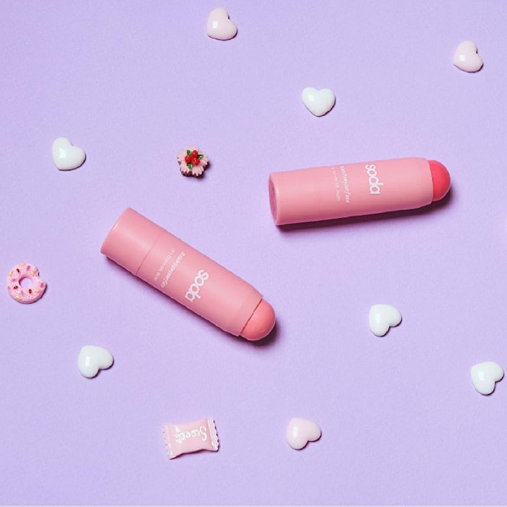 SODA Lip & Cheek Gel Blush 102 Fingers Crossed: Natural Buildable Cream Blush Stick for Lips & Cheeks