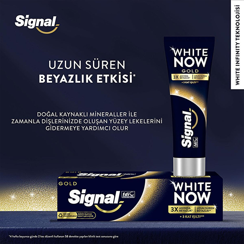 Signal White Now Gold Whitening Toothpaste - 3x Whiter Smile, Instant & Long-Term Effect