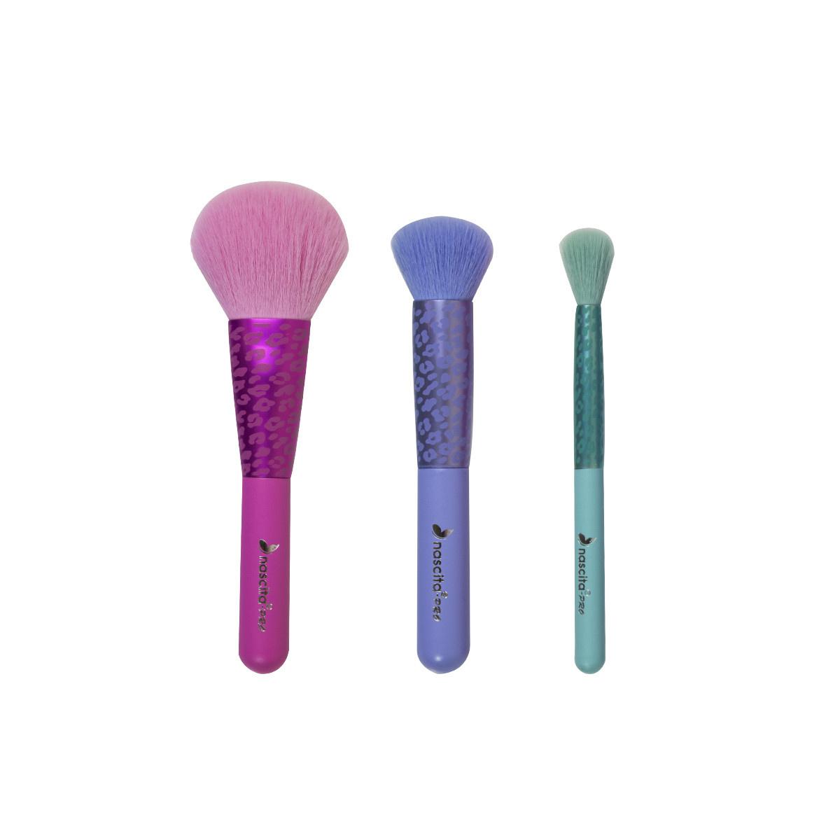 Nascita Professional 3-Piece Makeup Brush Set - Soft Natural-Synthetic Bristles for Flawless Application