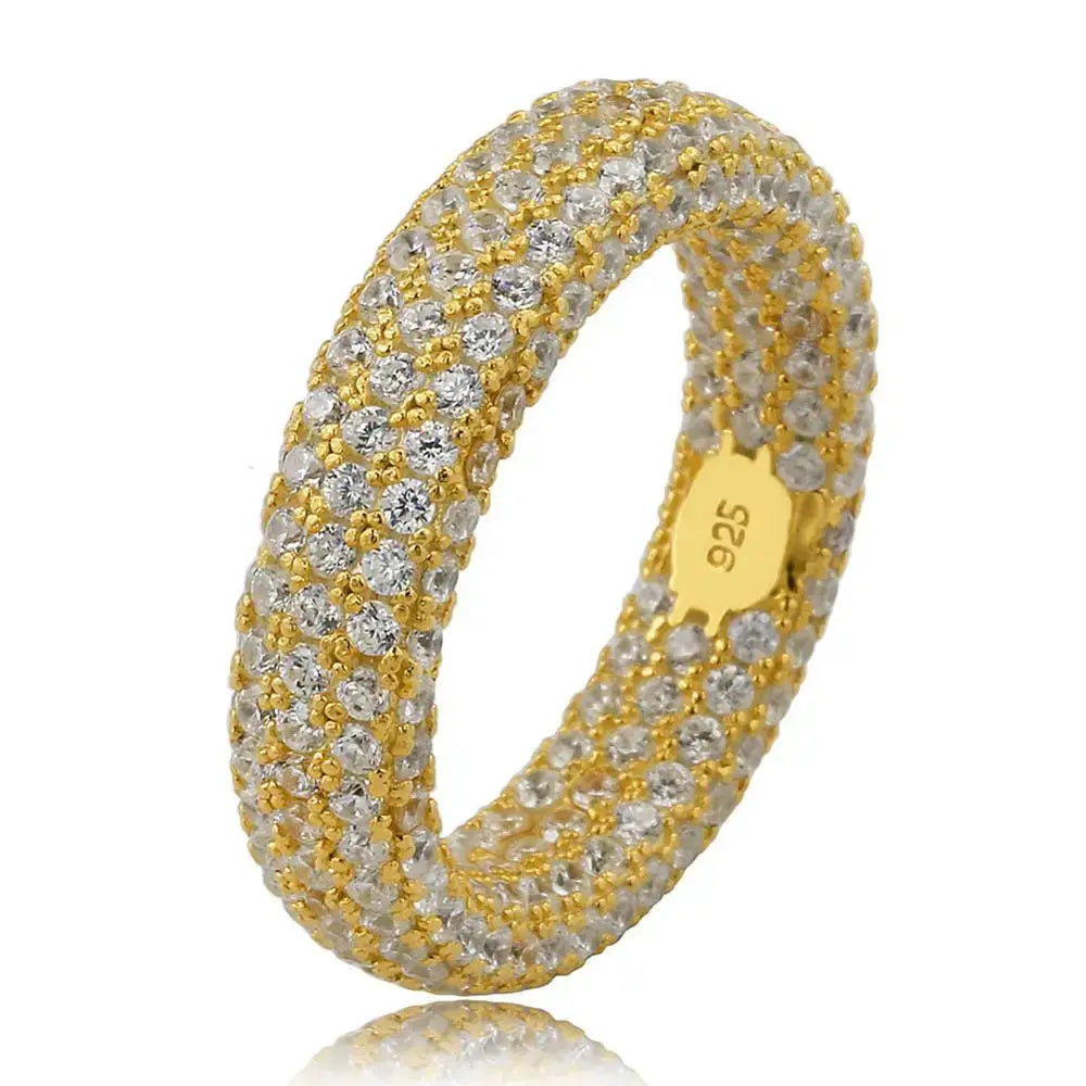 MyClosetAid 925 Sterling Silver Stamp Full Iced Out Cubic Zirconia Ring — color detail