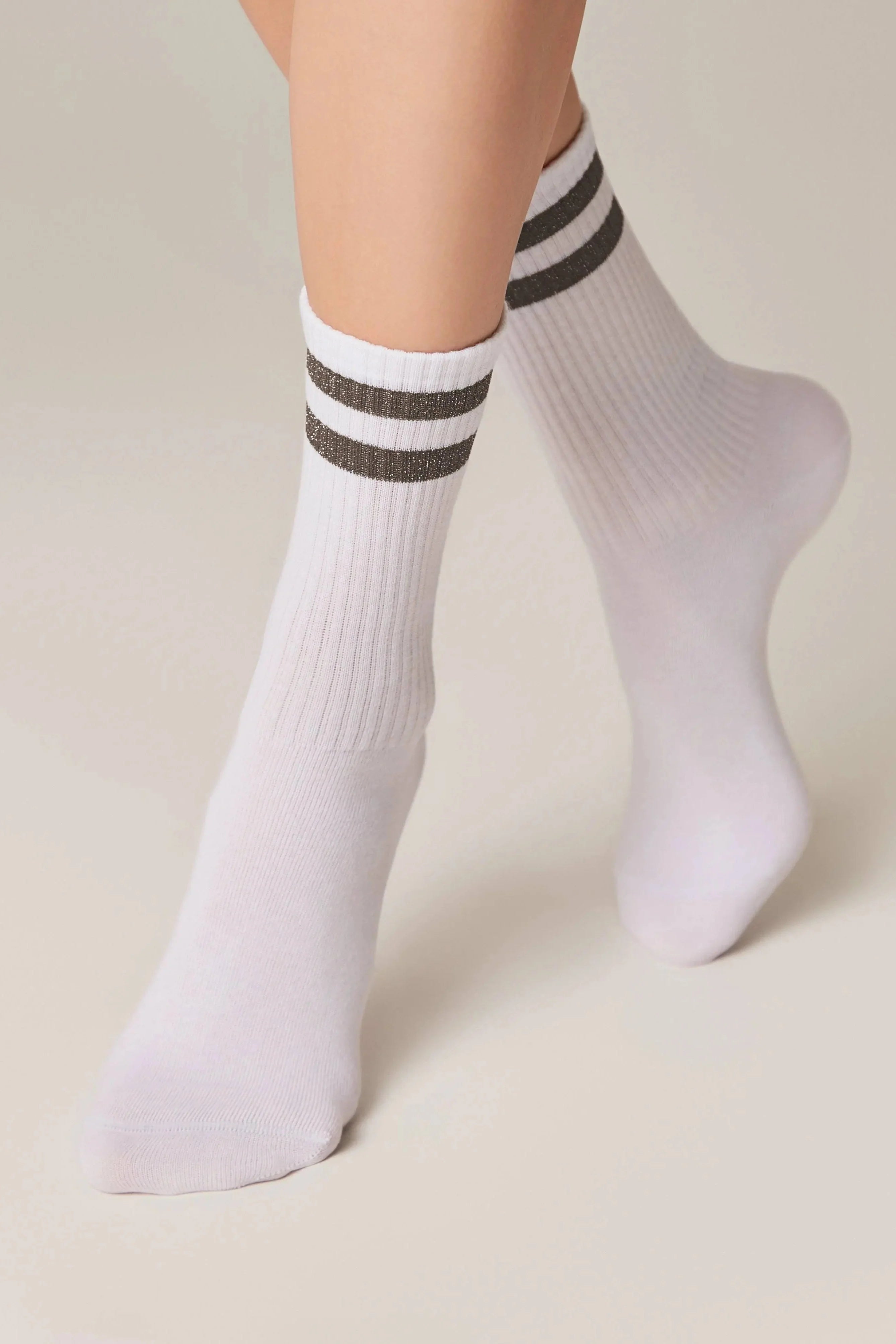 TheRanok.com Conte Cotton Long Socks Active 157 - Lurex Stripes — back view