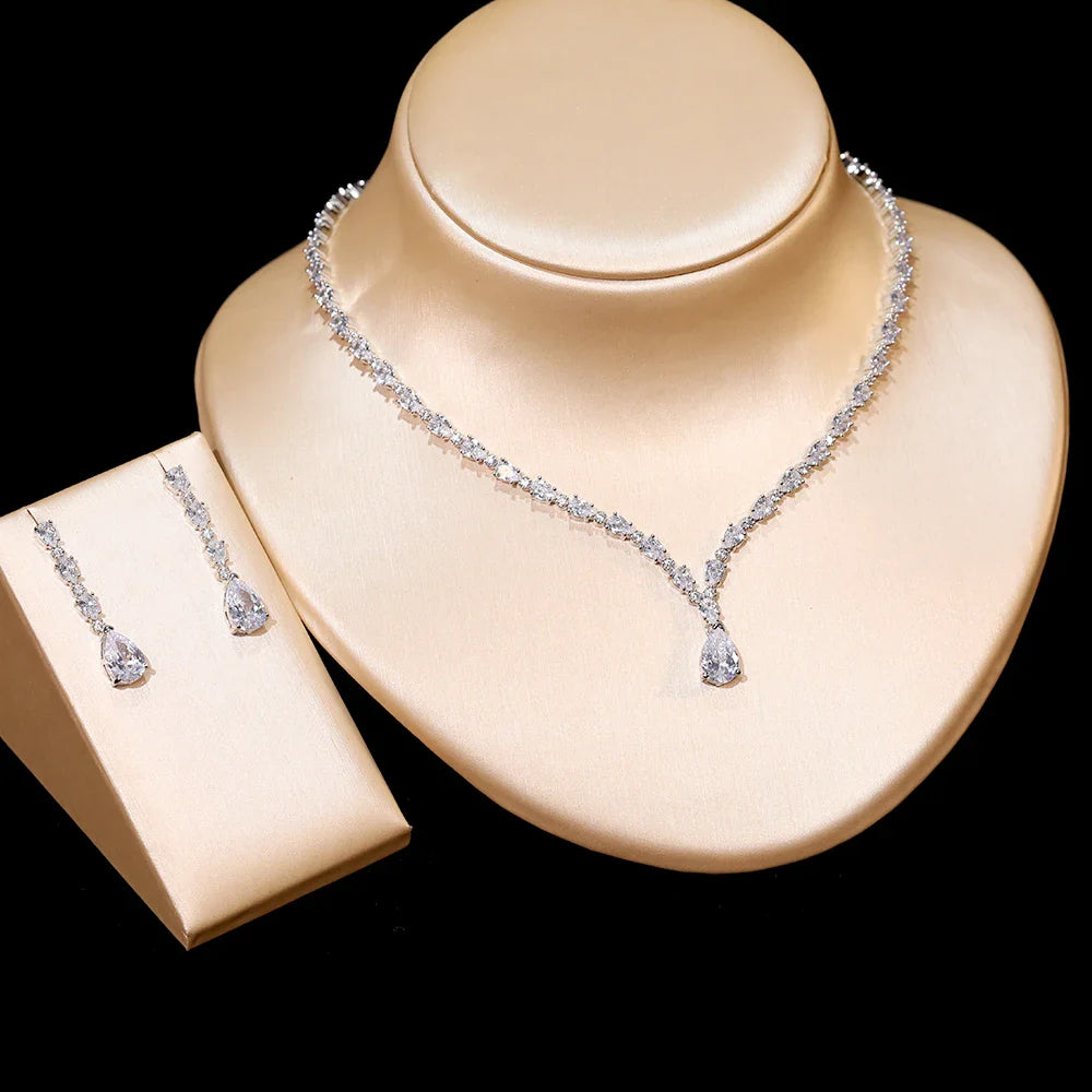 Envy NYC Dazzling Cubic Zirconia Water Drop Earrings 2 Piece Set — lifestyle worn / used context