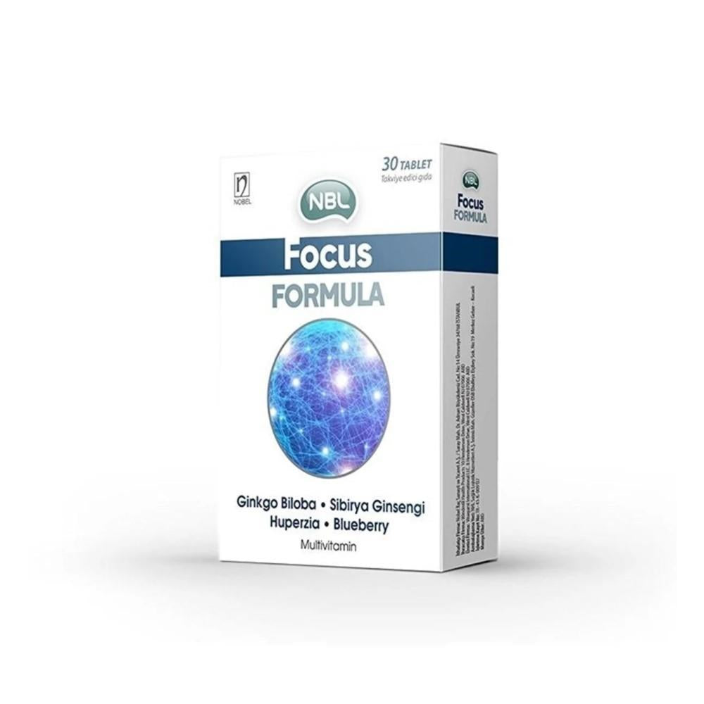 NBL Focus Formula Cognitive Support Supplement - Enhances Mental Clarity & Focus with Ginkgo Biloba, Gotu Kola & Siberian Ginseng - 30 Tablets