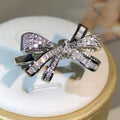 MyClosetAid 925 Sterling Silver High Quality Bow Zircon Ring — back view