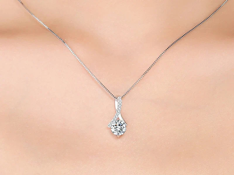 925 Silver Flower Zircon Pendant Necklace — view 8