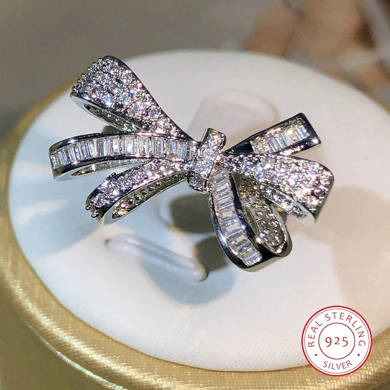 MyClosetAid 925 Sterling Silver High Quality Bow Zircon Ring — main product shot