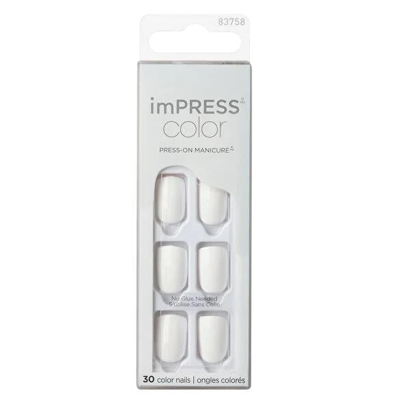 Impress Color Self-Adhesive Press-On Nails - Short Frosting Style, Easy Application, Long-Lasting Beauty Solution