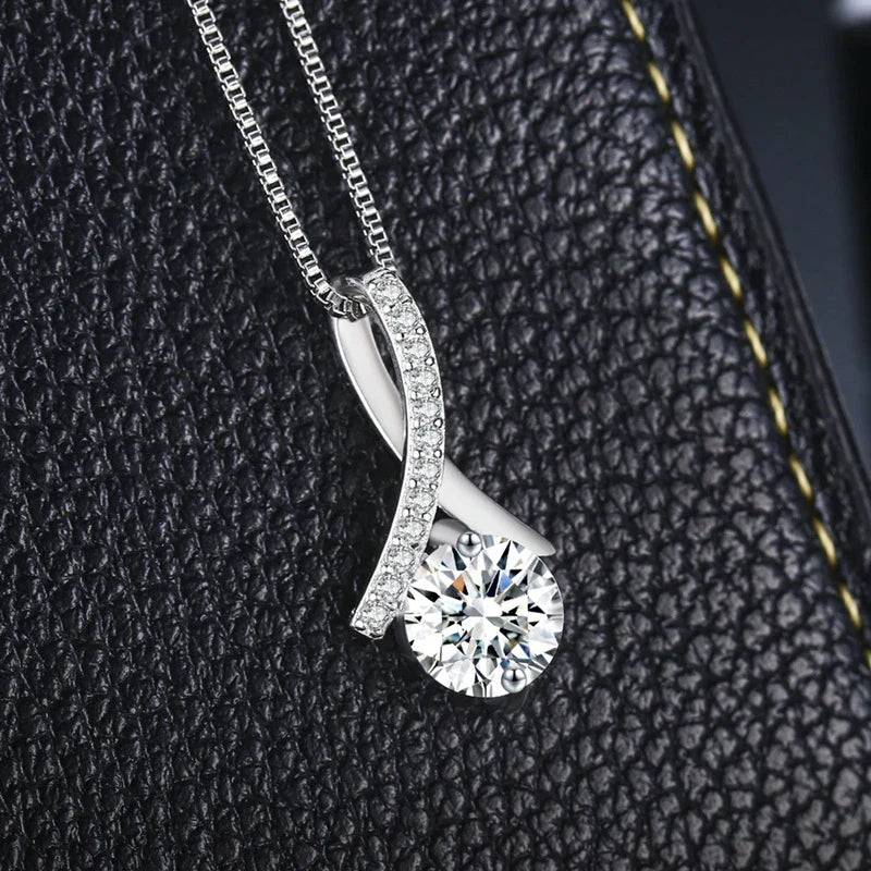 925 Silver Flower Zircon Pendant Necklace — view 5