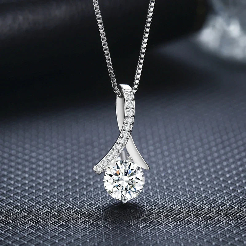 925 Silver Flower Zircon Pendant Necklace — view 4