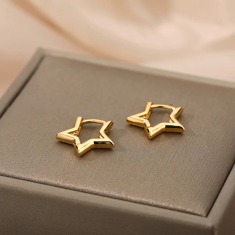 SORI STYLE Minimalist Star Hoop Earrings for Everyday Elegance — color detail