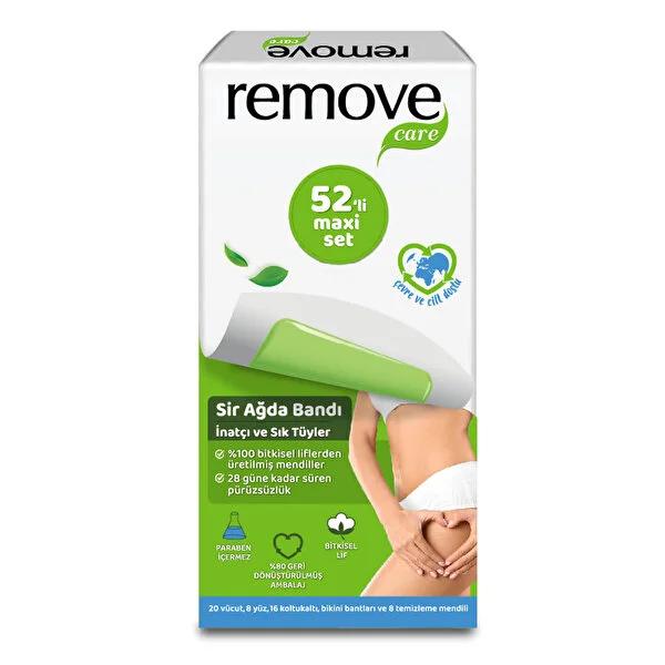 Remove Care Wax Strips for Hair Removal - 52 Piece Maxi Set for Sensitive Skin, Dermatologically Tested