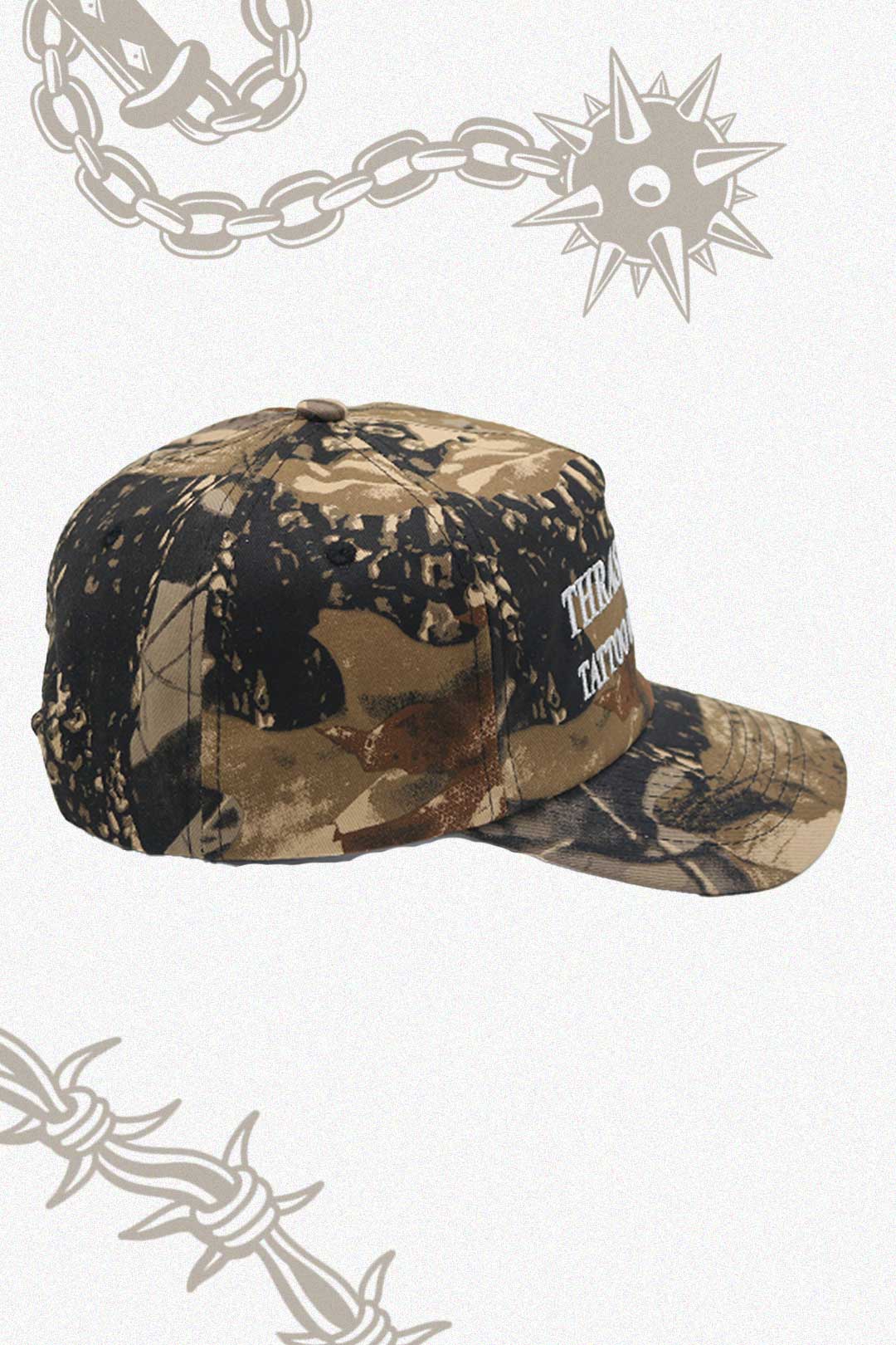 Thrash Happy Tattoo Department Hat — lifestyle context