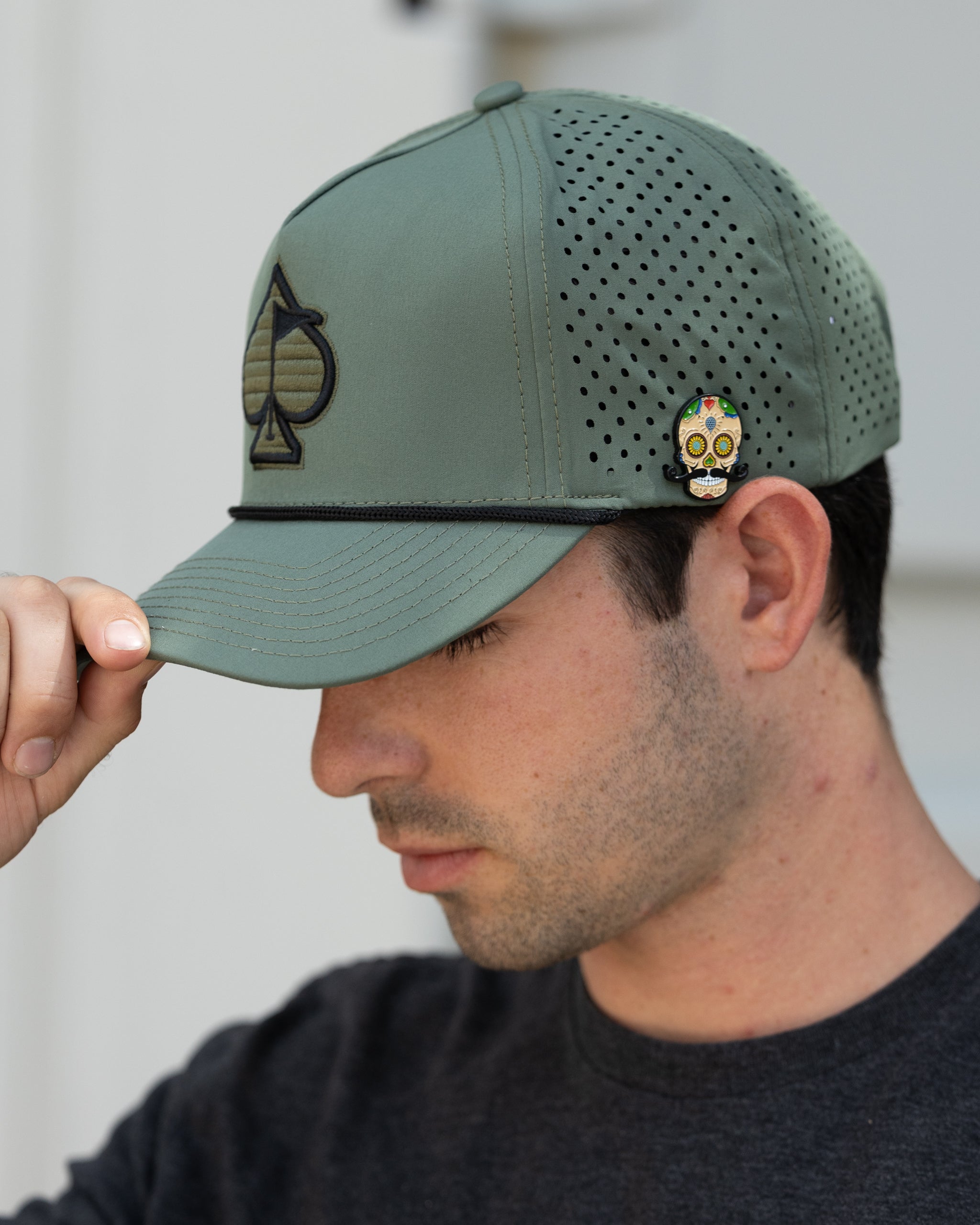 Perforated Rope Hat - Olive – Pins and Aces, view 11