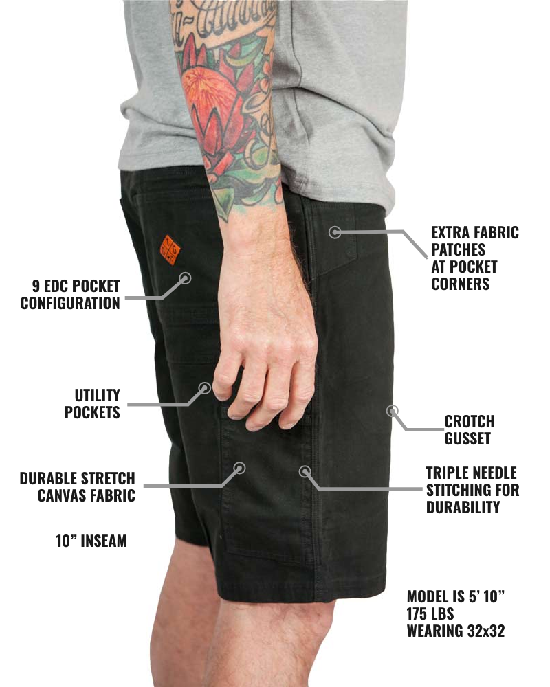 Off The Grid Surplus Havok Shorts 10" - Black — lifestyle context