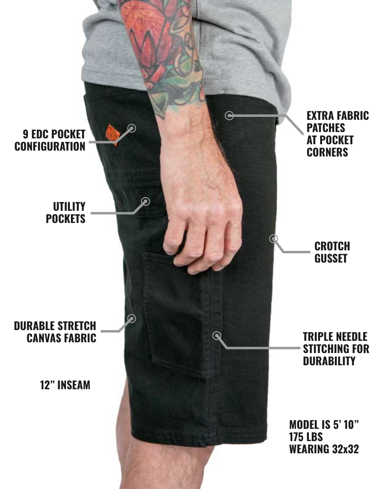Off The Grid Surplus Havok Shorts 12" - Black — lifestyle context