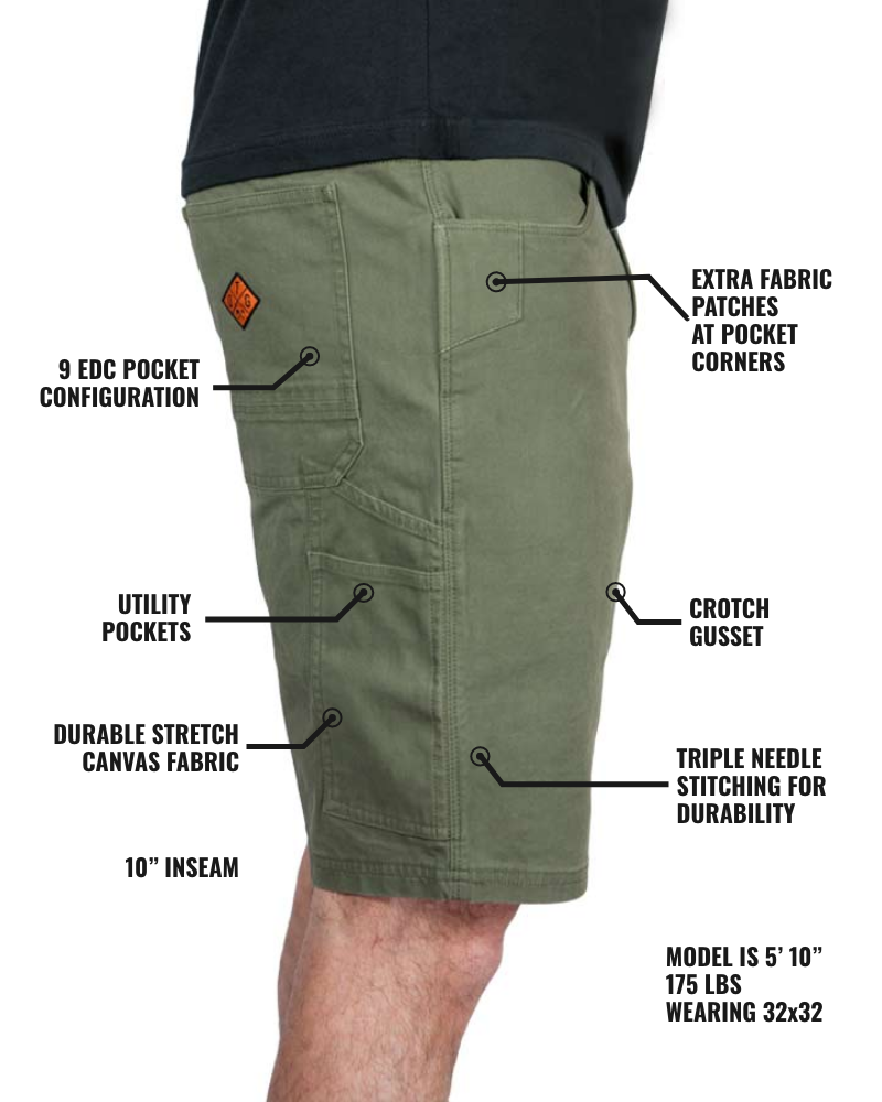 Off The Grid Surplus Havok Shorts 10" - Dark Olive — lifestyle context