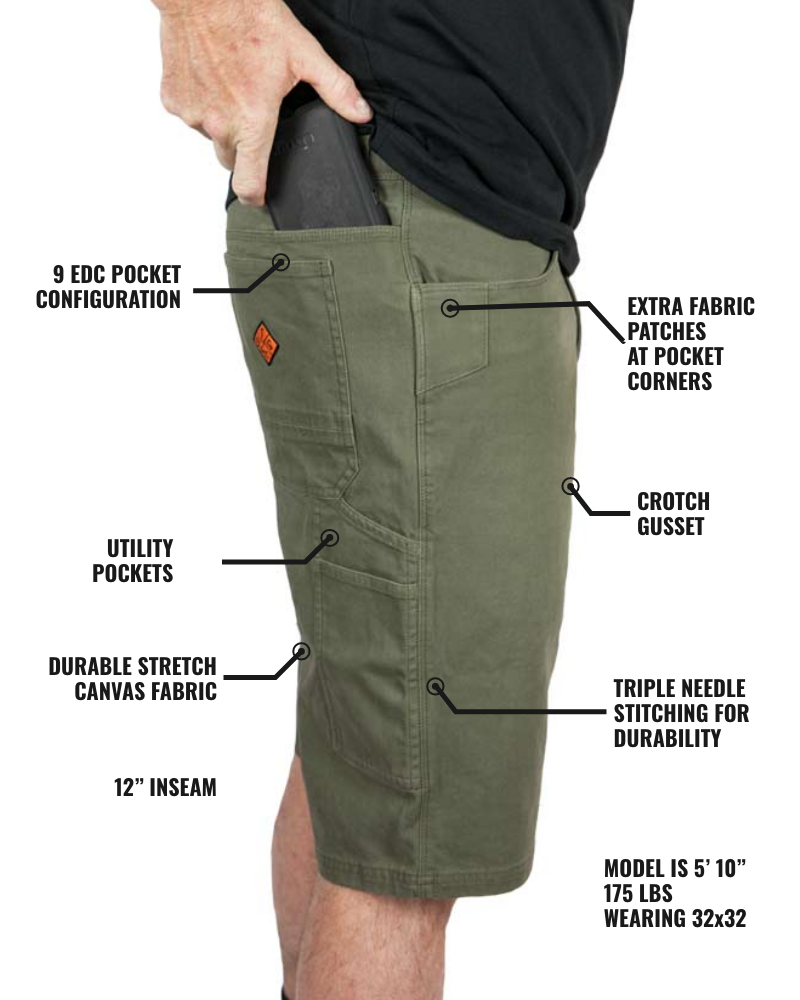 Off The Grid Surplus Havok Shorts 12" - Dark Olive — lifestyle context