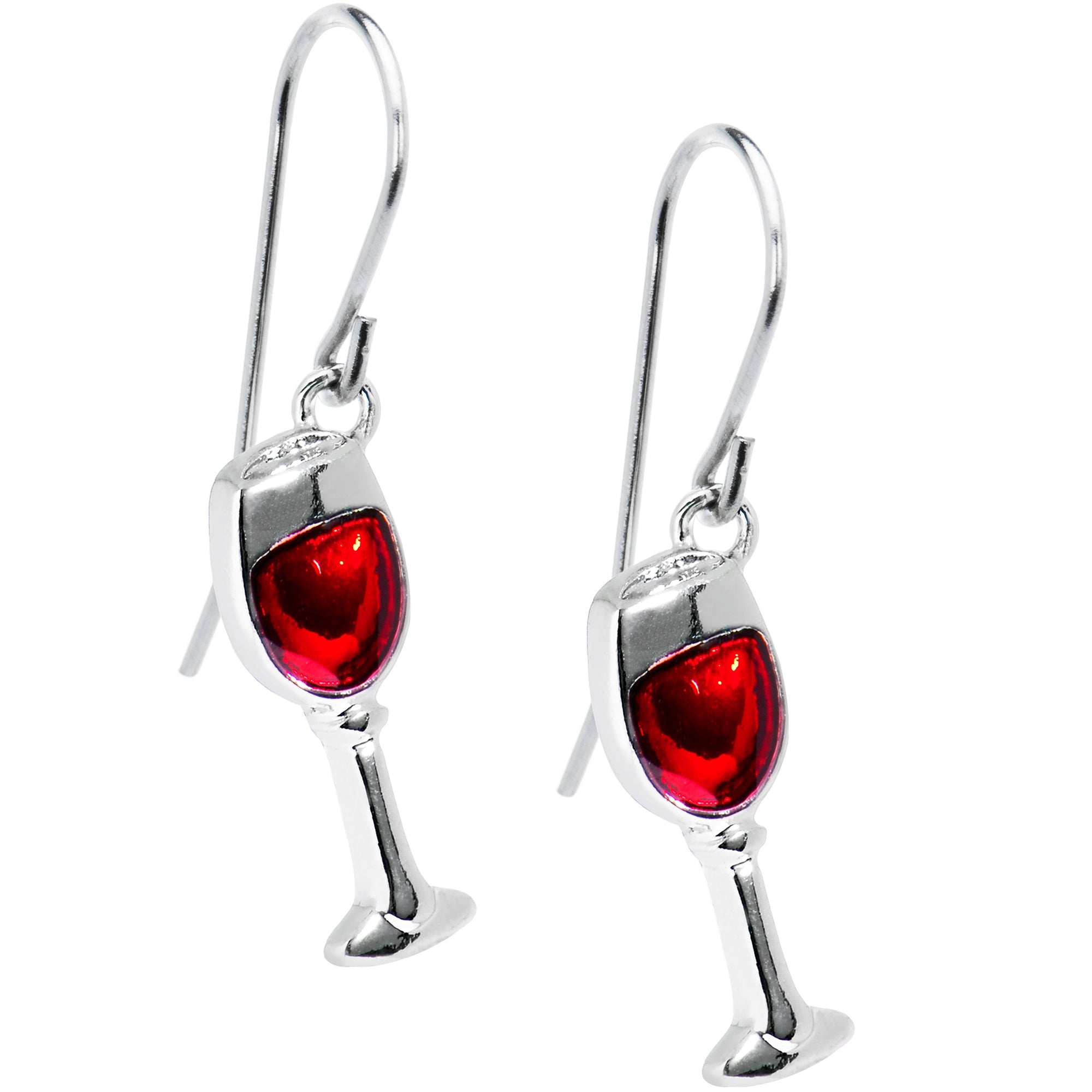 BodyCandy Stainless Steel Red Wine Glass Earrings — side view