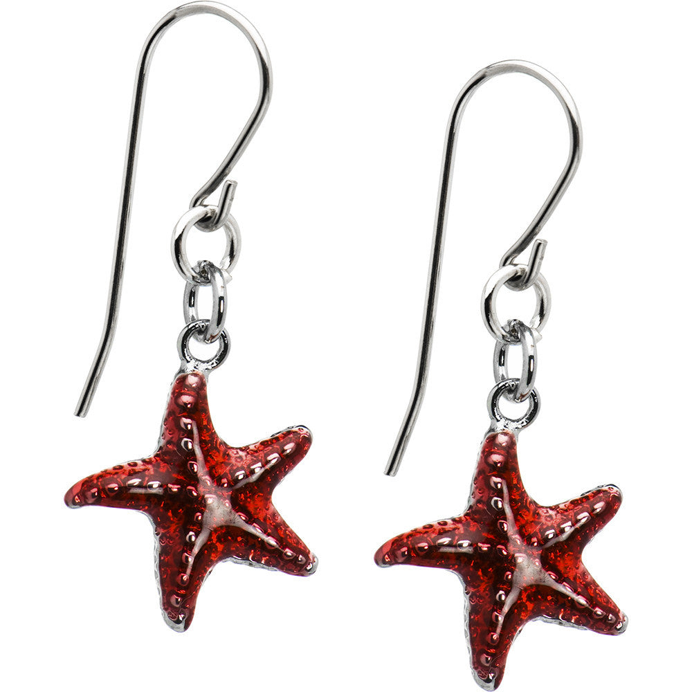 BodyCandy Red Starfish Earrings — main product shot