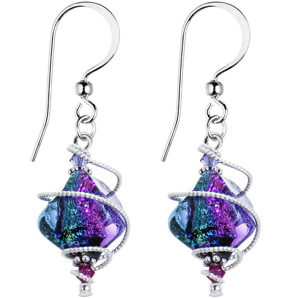 BodyCandy 925 Silver Spiral Dichroic Glass Earrings Created with Crystals — main product shot