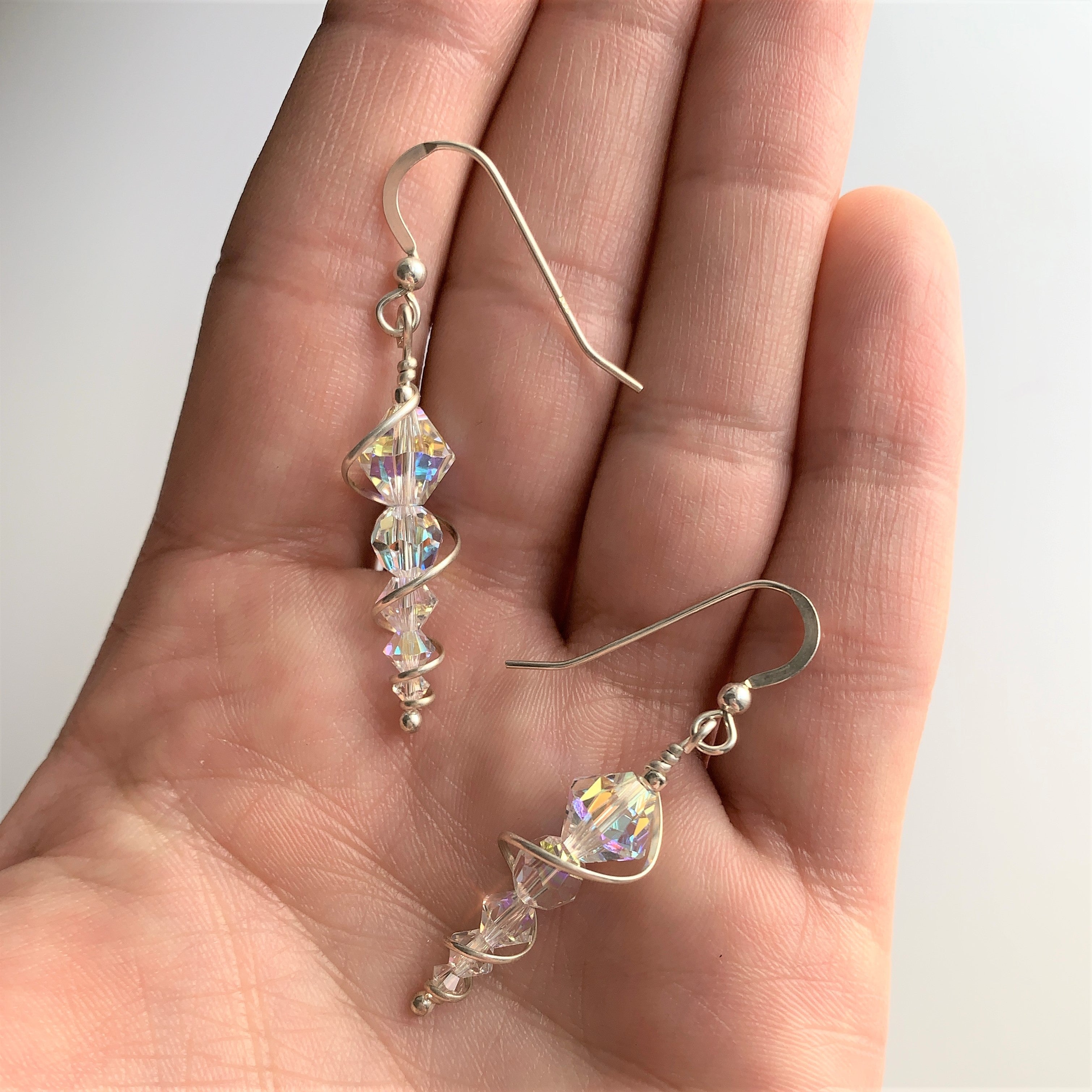 BodyCandy 925 Sterling Icicle Drop Earrings Created with Crystals — detail close-up