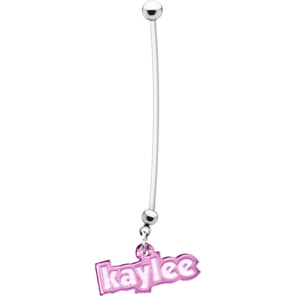 BodyCandy Custom Flexible PTFE Pink Personalized Name Pregnancy Belly Ring — main product shot