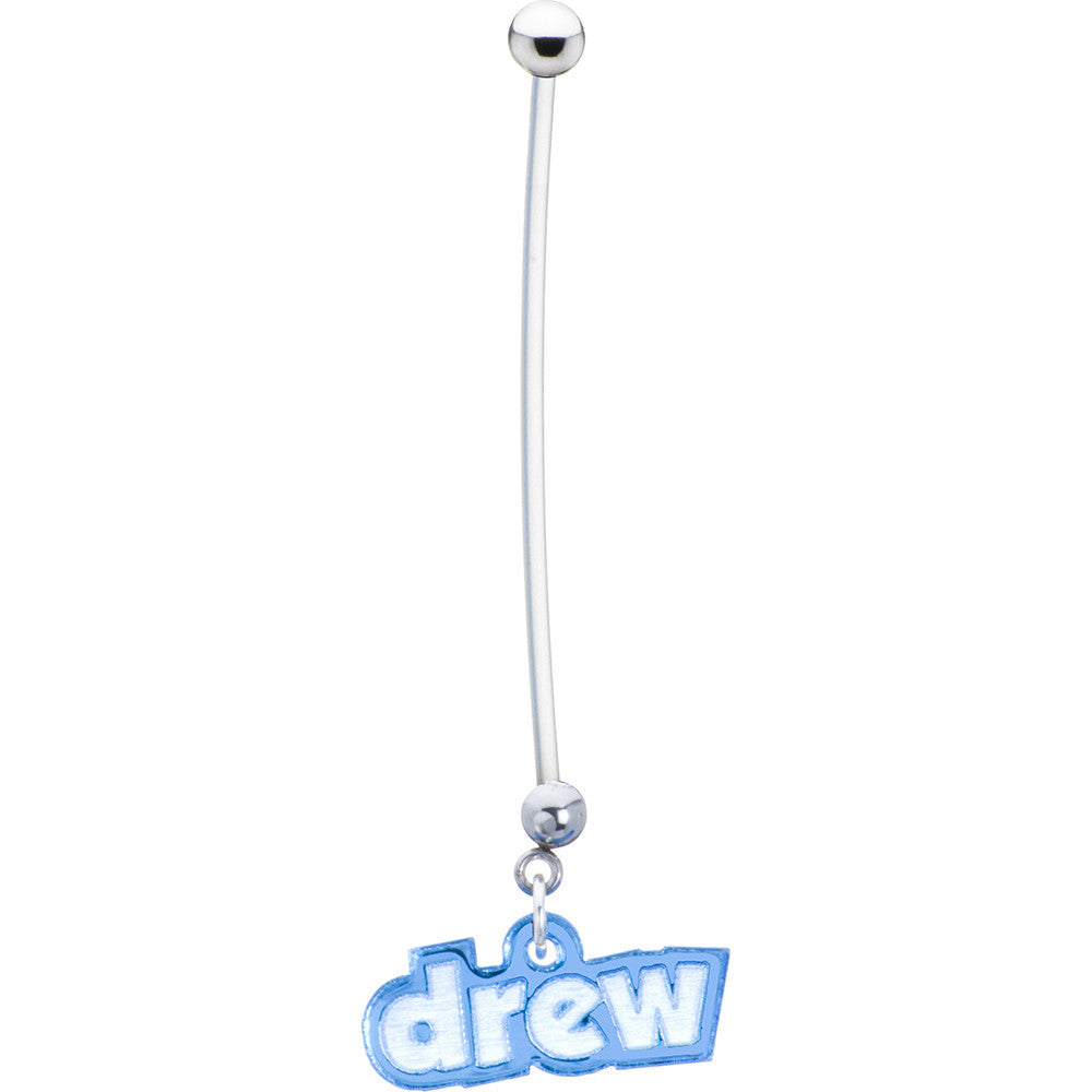 BodyCandy Custom Flexible PTFE Blue Personalized Name Pregnancy Belly Ring — main product shot