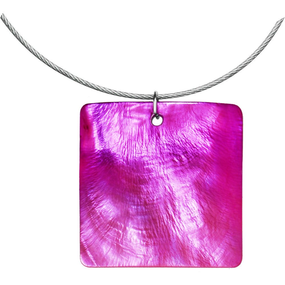 BodyCandy Handcrafted Pink Square Hammershell Wire Choker — main product shot