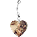 BodyCandy Full Color Dangle Heart Custom Photo Belly Ring — main product shot