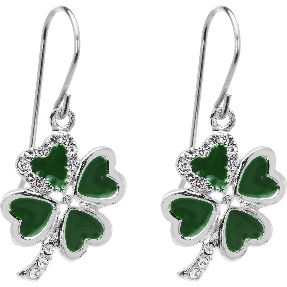 BodyCandy Jeweled Heart Shamrock Earrings — main product shot