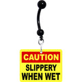 BodyCandy Caution Slippery When Wet Warning Sign Belly Ring — main product shot