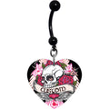 BodyCandy Custom Pink Heart Rose Flower Skull Personalized Name Dangle Belly Ring — main product shot