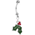BodyCandy Holiday Mistletoe Dangle Belly Ring Created with Crystals — main product shot