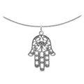 BodyCandy Intricate Silver Hamsa Hand Pendant Choker Necklace — main product shot