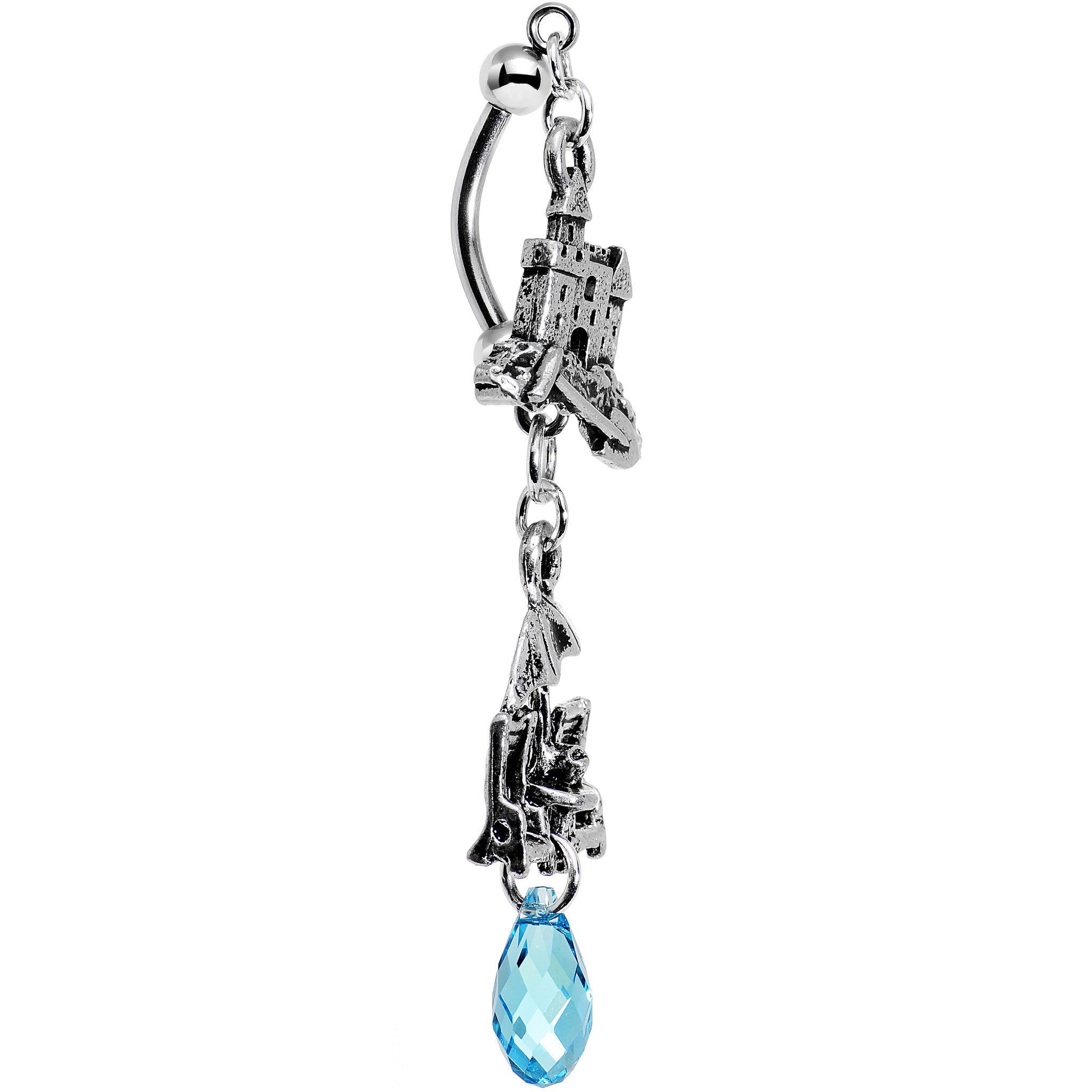 BodyCandy Beachy Keen Double Mount Belly Ring Created with Crystals — detail close-up