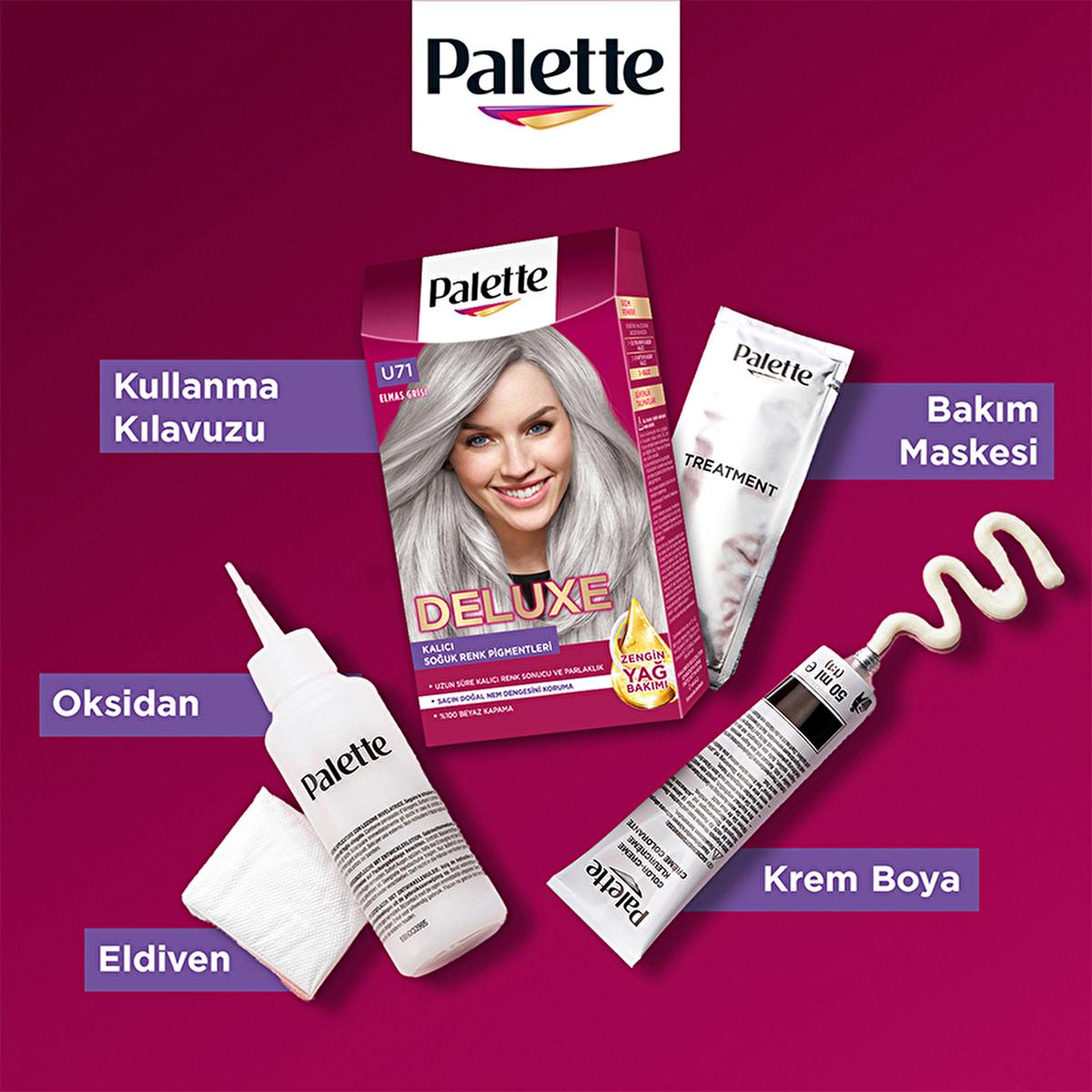 Palette Deluxe U71 Elmas Grisi Hair Dye - Long-Lasting Gray Hair Color with Nourishing Properties